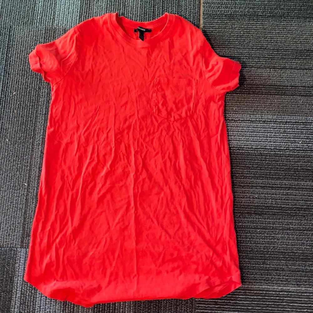 Mid length short sleeve red dress